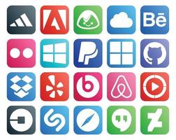 20 Social Media Icon Pack Including car video microsoft windows media player beats pill vector