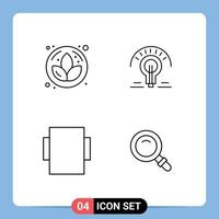 Set of 4 Modern UI Icons Symbols Signs for lotus find bulb tips view Editable Vector Design Elements