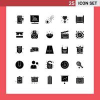 25 Thematic Vector Solid Glyphs and Editable Symbols of sign female convince comet meteor Editable Vector Design Elements