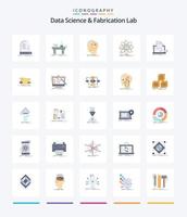 creativo datos Ciencias y fabricación laboratorio 25 plano icono paquete tal como información. análisis. laboratorio. mente. hackear vector