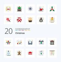 20 Christmas Flat Color icon Pack like present tree mail christmas calendar vector