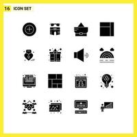 Set of 16 Modern UI Icons Symbols Signs for box heart bag love layout Editable Vector Design Elements