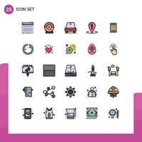 25 Thematic Vector Filled line Flat Colors and Editable Symbols of computer support car point location Editable Vector Design Elements