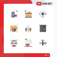 Modern Set of 9 Flat Colors Pictograph of intent desire circle business folder Editable Vector Design Elements