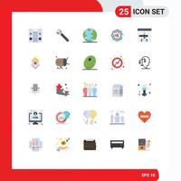 Pack of 25 Modern Flat Colors Signs and Symbols for Web Print Media such as development coding earth browser accustic Editable Vector Design Elements