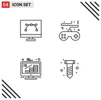 universal icono símbolos grupo de 4 4 moderno línea de relleno plano colores de bezier herramienta jugar gráfico diseño almohadilla monedas editable vector diseño elementos