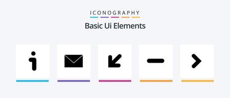 Basic Ui Elements Glyph 5 Icon Pack Including right. remove. arrow. minus. delete. Creative Icons Design vector