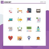 Pack of 16 creative Flat Colors of security computer computers egg basket Editable Pack of Creative Vector Design Elements