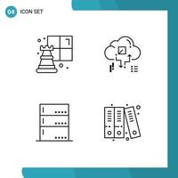 Set of 4 Modern UI Icons Symbols Signs for chess data cloud arrow server Editable Vector Design Elements