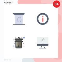 4 Thematic Vector Flat Icons and Editable Symbols of recycle been computer info delete device Editable Vector Design Elements