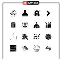 Set of 16 Commercial Solid Glyphs pack for business report camping note next Editable Vector Design Elements