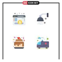 Modern Set of 4 Flat Icons Pictograph of browser hearts fund cosmetics love Editable Vector Design Elements