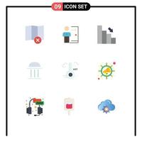 Universal Icon Symbols Group of 9 Modern Flat Colors of building architecture person finance chart Editable Vector Design Elements