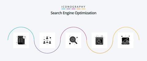 Seo Glyph 5 Icon Pack Including . laptop. optimization. graph. website vector