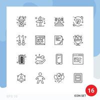 16 Creative Icons Modern Signs and Symbols of gold earring success energy development Editable Vector Design Elements