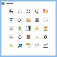25 Universal Flat Color Signs Symbols of online ad affection phone mobile Editable Vector Design Elements