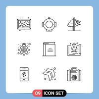 9 Universal Outlines Set for Web and Mobile Applications education fix idea technical maintenance Editable Vector Design Elements