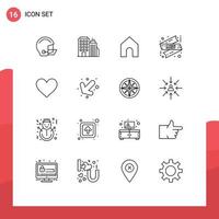 16 Thematic Vector Outlines and Editable Symbols of heart cyber monday sale headoffice shop ribbon Editable Vector Design Elements