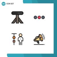 Mobile Interface Filledline Flat Color Set of 4 Pictograms of dining corporate administration chat sign people Editable Vector Design Elements