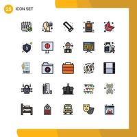 Mobile Interface Filled line Flat Color Set of 25 Pictograms of chevron vacation knowledge travel saw Editable Vector Design Elements