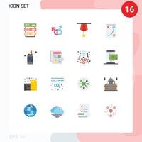 16 User Interface Flat Color Pack of modern Signs and Symbols of tactic planning badge office plain Editable Pack of Creative Vector Design Elements