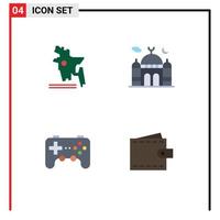 Pack of 4 Modern Flat Icons Signs and Symbols for Web Print Media such as map device mosque moon joystick Editable Vector Design Elements