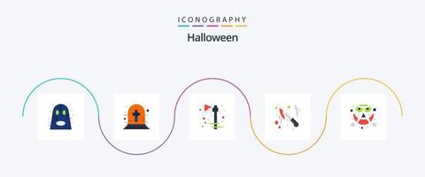 Halloween Flat 5 Icon Pack Including halloween. emoticons. axe. knife. bloody vector