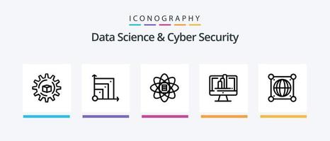 datos Ciencias y ciber seguridad línea 5 5 icono paquete incluso teclado. ciencia 3d. compartir. datos. creativo íconos diseño vector