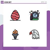 Set of 4 Modern UI Icons Symbols Signs for easter games spring mirror holding Editable Vector Design Elements