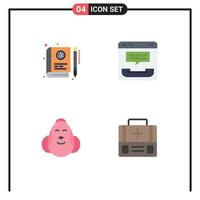 4 Universal Flat Icon Signs Symbols of book contact learning call egg Editable Vector Design Elements