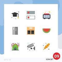 Set of 9 Modern UI Icons Symbols Signs for side fridge tools by time Editable Vector Design Elements