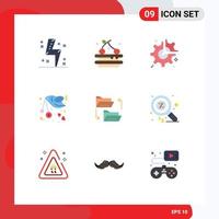 Set of 9 Modern UI Icons Symbols Signs for romance love gear fly configuration Editable Vector Design Elements