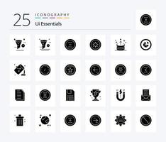 Ui Essentials 25 Solid Glyph icon pack including connection. buffer. design. minus. delete vector