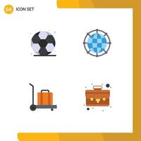 Set of 4 Modern UI Icons Symbols Signs for sport luggage data network portfolio Editable Vector Design Elements