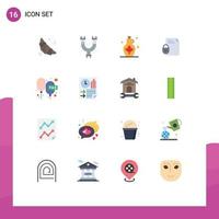 Flat Color Pack of 16 Universal Symbols of charge security kettle lock file Editable Pack of Creative Vector Design Elements