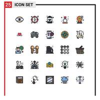 User Interface Pack of 25 Basic Filled line Flat Colors of ring heart video day energy Editable Vector Design Elements