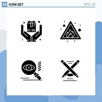 Modern Set of 4 Solid Glyphs and symbols such as hands search box risk find Editable Vector Design Elements