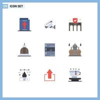 Pictogram Set of 9 Simple Flat Colors of admin capitol business building architecture Editable Vector Design Elements