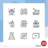 User Interface Pack of 9 Basic Outlines of investment finance volume bag van Editable Vector Design Elements