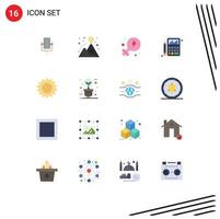 Universal Icon Symbols Group of 16 Modern Flat Colors of chamomile chart dollar calculator accounting Editable Pack of Creative Vector Design Elements