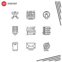 Universal Icon Symbols Group of 9 Modern Outlines of tag rank report military image Editable Vector Design Elements