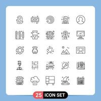 Stock Vector Icon Pack of 25 Line Signs and Symbols for round avatar model scientist mathematician Editable Vector Design Elements