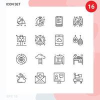 16 Universal Outlines Set for Web and Mobile Applications board pay proposal paid motivation Editable Vector Design Elements