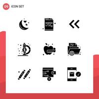 Pictogram Set of 9 Simple Solid Glyphs of e medical apple mail research fund laboratory Editable Vector Design Elements