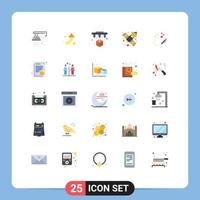 Set of 25 Modern UI Icons Symbols Signs for document heart printing love space Editable Vector Design Elements