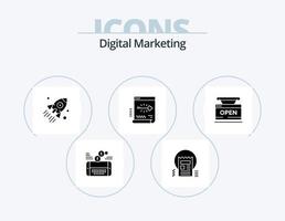 Digital Marketing Glyph Icon Pack 5 Icon Design. login. key. news. project. business vector