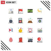 Modern Set of 16 Flat Colors Pictograph of safety lock court ramadan lunar Editable Pack of Creative Vector Design Elements