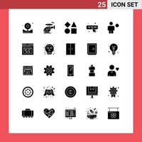 25 Thematic Vector Solid Glyphs and Editable Symbols of location body geometric avatar web Editable Vector Design Elements