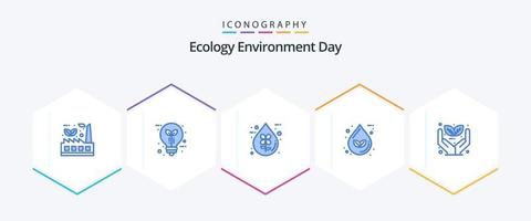 ecología 25 azul icono paquete incluso ecológico gota. hoja. líquido. eco vector