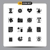 Set of 16 Modern UI Icons Symbols Signs for stock dollar hurt bag like Editable Vector Design Elements